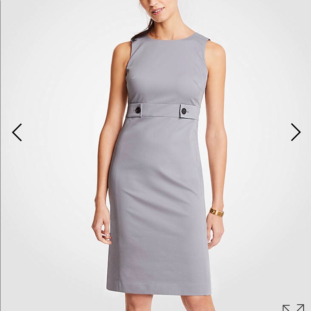 Ann Taylor- PETITE COTTON SATEEN BUTTON TAB SHEATH